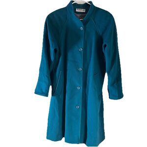 Vintage Forrani Forecaster Made in USA Blue wool trench coat women 5/6 Fit S